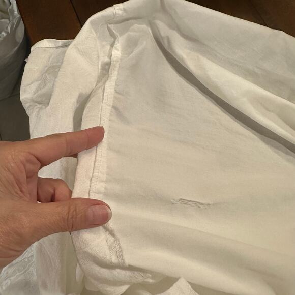 Ralph Lauren White Sateen Damask Bed Skirt King Size Luxury Bedding Dust Ruffle - Picture 7 of 8